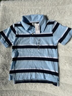 The Childrens Place - Light Blue & Navy Striped Polo Shirt for Toddlers